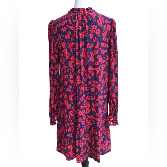 Loft Floral Tie Neck Flounce Dress Size Medium - Picture 9 of 9